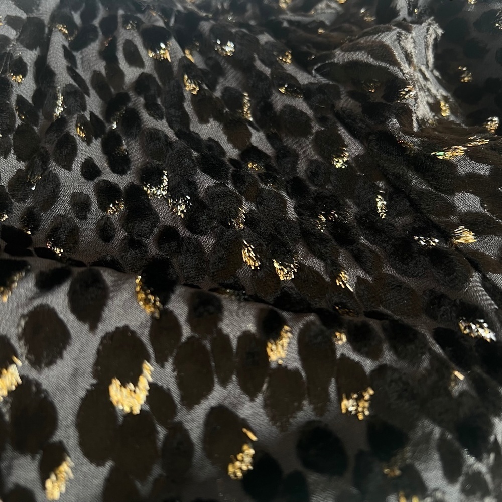 A.L.C. Ophelia Black Velvet Print Sheer Blouse  Top in Carob Metallic,Size 6 NWT - Picture 10 of 16